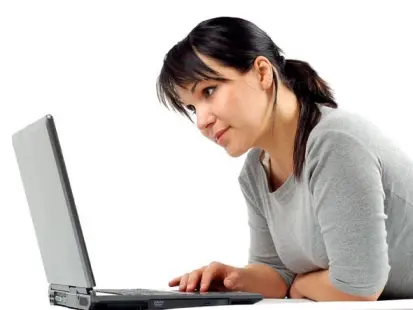 Mother using laptop - Registration
